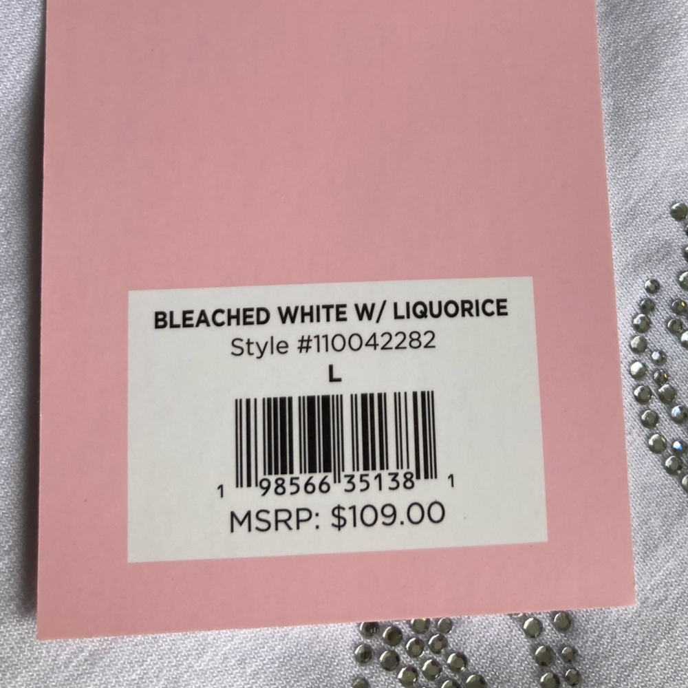 Juicy Couture Rhinestone Logo White Stretch Tee & Black Velour Shorts Set - Picture 6 of 8